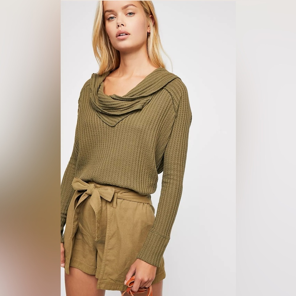 We The Free Olive Cowl Neck Sweater